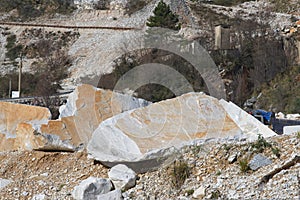 very nice view of marble quarry in carrara , itay