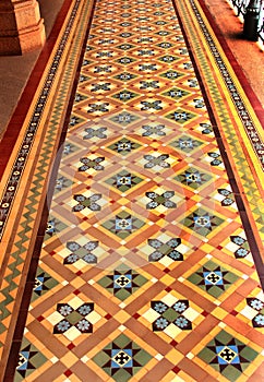 Very nice vintage flooring in the palace of bangalore. photo