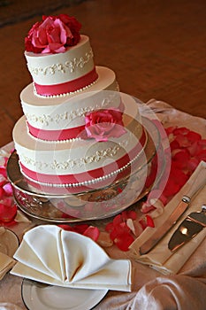 Very nice wedding cake with pink icing