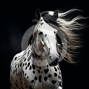 Very nice white horse black spot image Generative AI