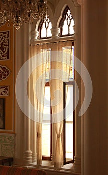 A very nice window of darbar hall in the palace of bangalore. photo