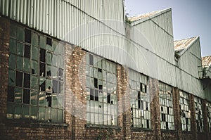 Very old abandoned warehouse in steel industry.