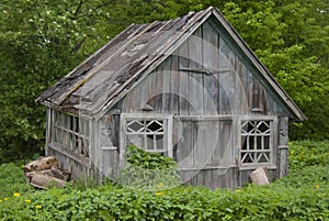 Very old barn with a ruined leaky roof