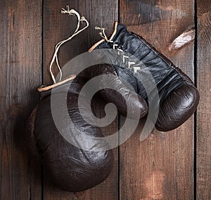 Very old brown boxing gloves