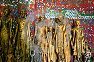 Very old Buddha statues in Wat Xieng Thong in Luang Prabang, Lao