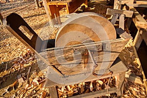 A very old grinding wheel.