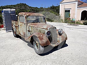 Very old immobile car, Rhodes, Greece