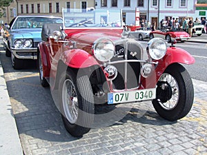 Very old red cabriolet, Aero 1000