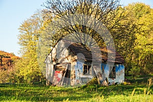 Very old and ruined house in the middle of the woods