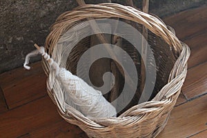 Very old sheep wool for spinning and make garments photo