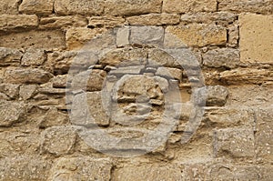 Very old stone wall texture, Carcassonne, France