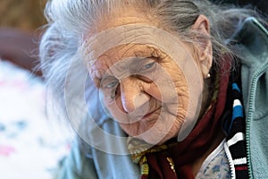 Very old tired woman