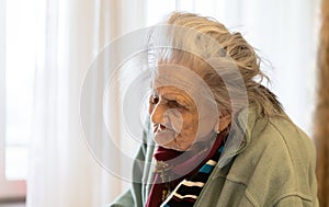 Very old tired woman