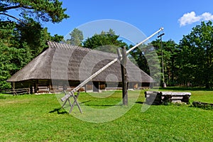 Very old well with a pulley system to extract the water,