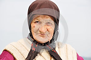 Very old woman with expression