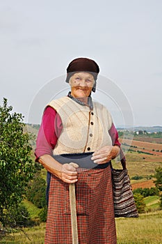 Very old woman with expression on her face