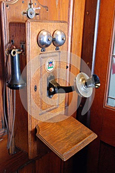 Very old wooden telephone