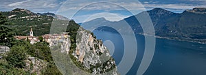 Very panoramic view of Garga Lake. View from Terrazza del Brivido viewpoint. Italy