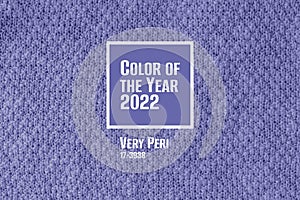 Very peri, violet knitted fabric texture background