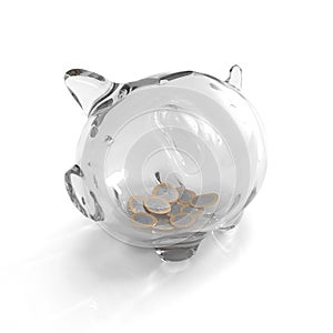 Very poor piggy bank made out of glass
