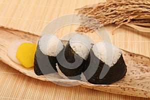 It is a very popular food in Japan. It is also called `omusubi` or `nigiri-meshi` and is often used for lunch boxes.