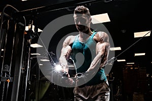 Very power athletic guy bodybuilder