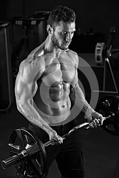 Very power athletic guy bodybuilder