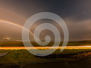 Very rare moonbow during the night above Staffin bay