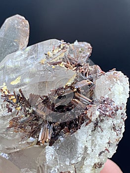 very Rare Sagenite Rutile with Quartz crystal Mineral specimen from Skardu pakistan