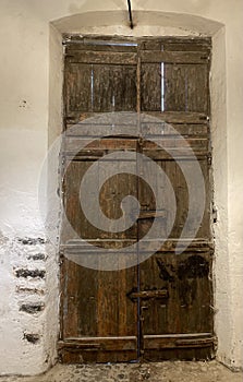 A Very Rustic & Aged Wooden European Winery Doorway