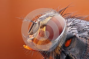 Very sharp and detailed study of Fly head stacked from many images into one very sharp photo