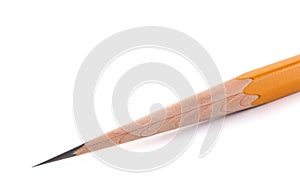 Very sharp tip of the pencil. The pencil is acutely sharpened