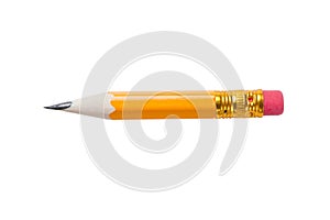 Very short yellow pencil with a rubber