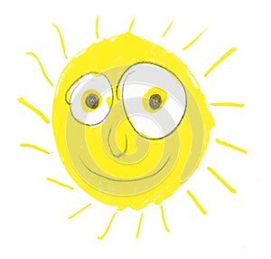 Very silly sun with big eyes