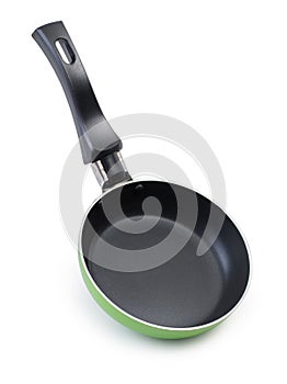 Very small frying pan with non-stick surface, isolated on a white background