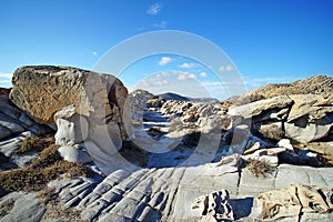 Very special rocks formation of Kolimbithres beach on the island of Paros