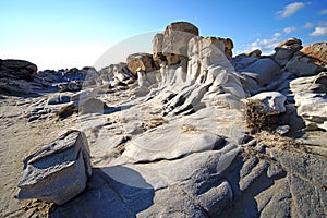 Very special rocks formation of Kolimbithres beach on the island of Paros