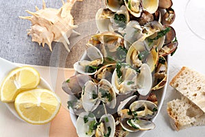 Very tasty cooked clams-mediterranean diet