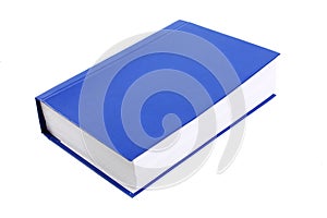 Very thick hardcover blue book isolated on white background