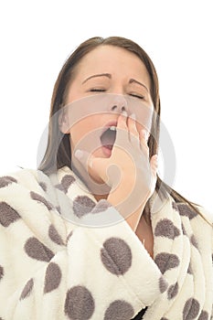 Very Tired Attractive Young Woman Yawning with Eyes Closed