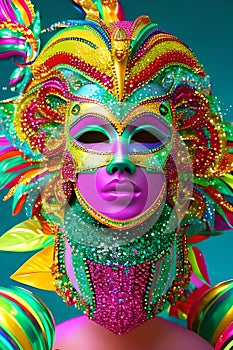 very voluptuous pink carnival mask