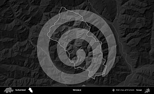 Verzasca highlighted, Switzerland. Grayscale