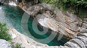 Verzasca river, real gem in wild nature. Lavertezzo. Verzaca Valley. Cantone Ticino. Switzerland Alps