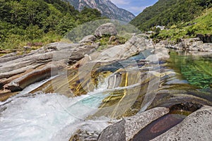 Verzasca river in the swiss alps