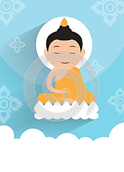 Vesak day.Buddha Enlighten on the lotus Vector