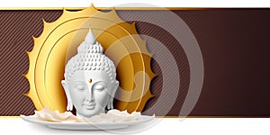 Vesak Day Creative Concept for Card Banner. Celebration Vesak Day background with Buddha silhouette