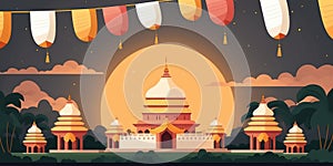 Vesak Day Creative Concept for Card Banner. Celebration Vesak Day background with Buddha silhouette