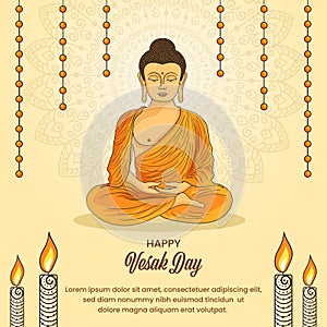 Vesak Day Creative Concept for Card or Banner. Vesak Day is a holy day for Buddhists. Happy Buddha Day .