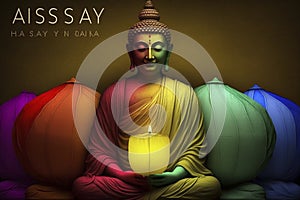 Vesak Day Creative Concept for Card or Banner. Vesak Day is a holy day for Buddhists. Happy Buddha Day with Siddhartha