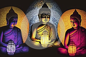 Vesak Day Creative Concept for Card or Banner. Vesak Day is a holy day for Buddhists. Happy Buddha Day with Siddhartha